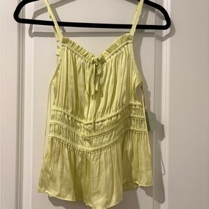 Yellow Smocked Tie Front Sleeveless Camisole